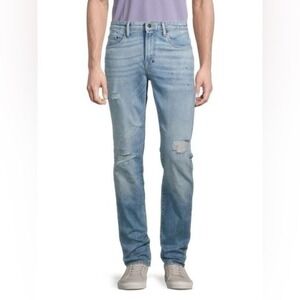 PRPS Bluffton Distressed Light Indigo Blue Stretch Denim Tapered Skinny Jeans 42